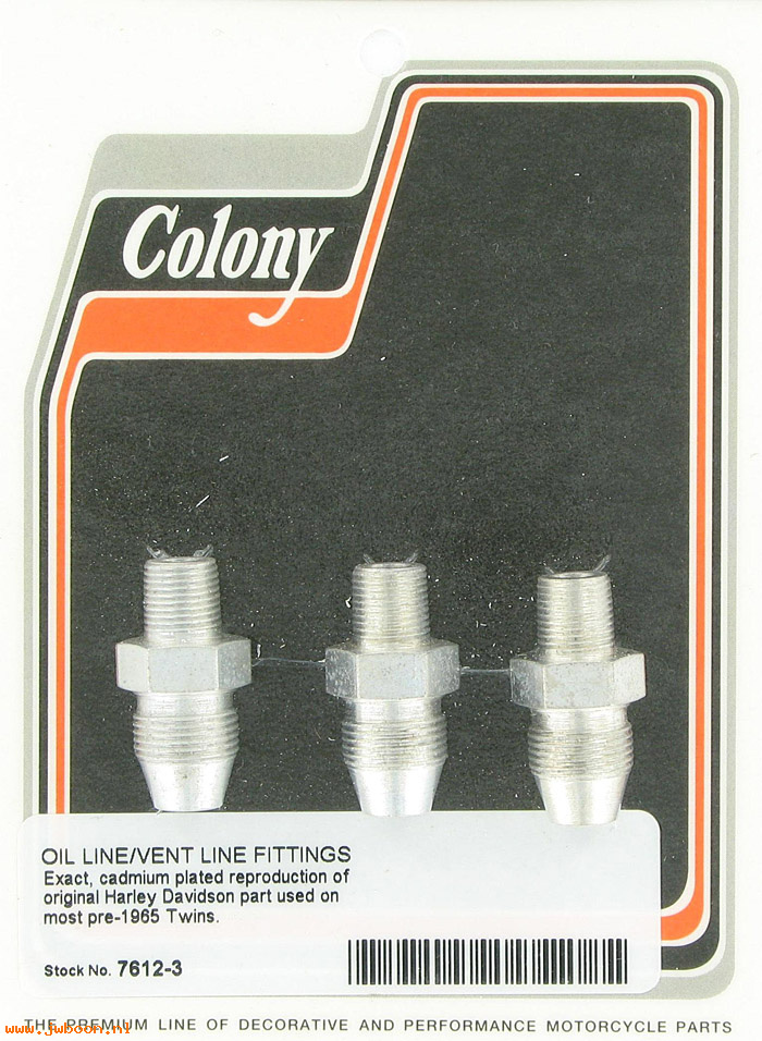 C 7612-3 (63533-15 / 3577-15): Oil line fittings (3) - All models '15-'64, in stock, Colony