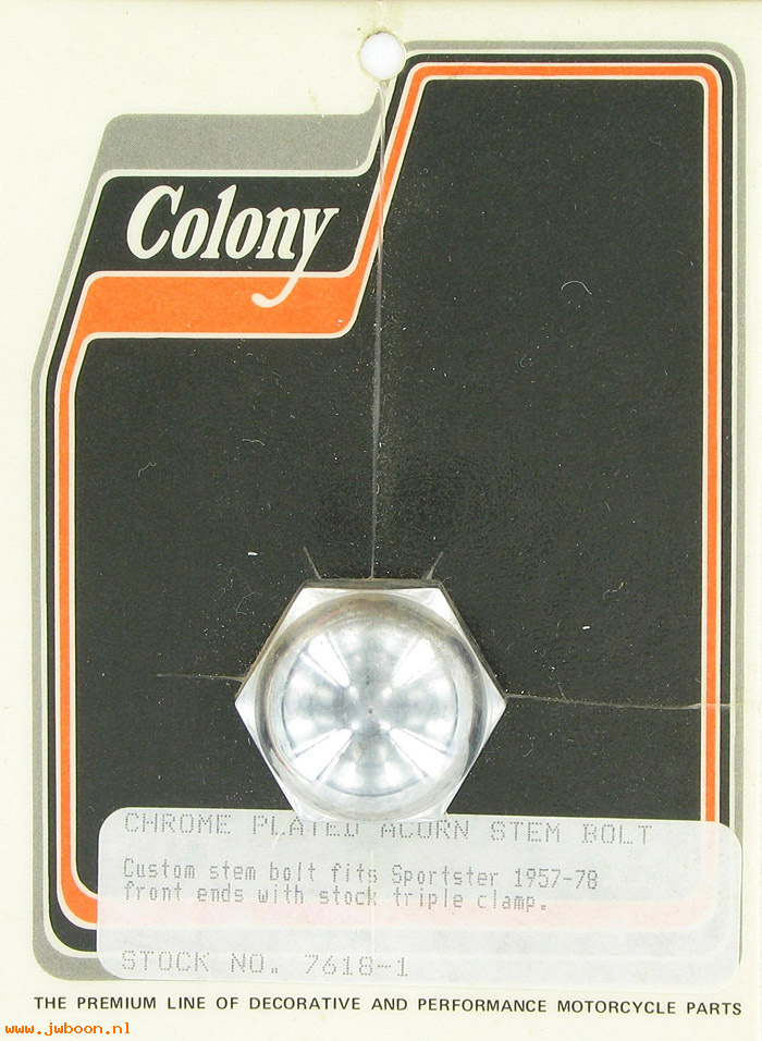 C 7618-1acorn (): Stem bolt, acorn - fits stock triple clamp - Sporty XL's '57-'78