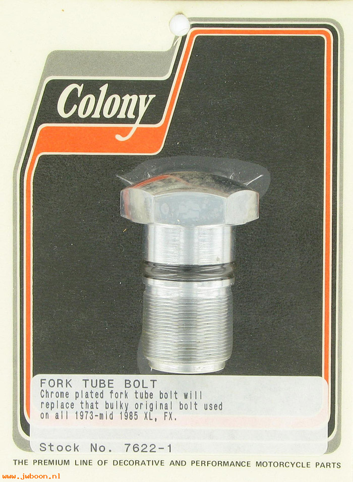 C 7622-1 (45993-73): Fork tube bolt - Ironhead XL '73-'74; '77-'85. FXR. FX, in stock
