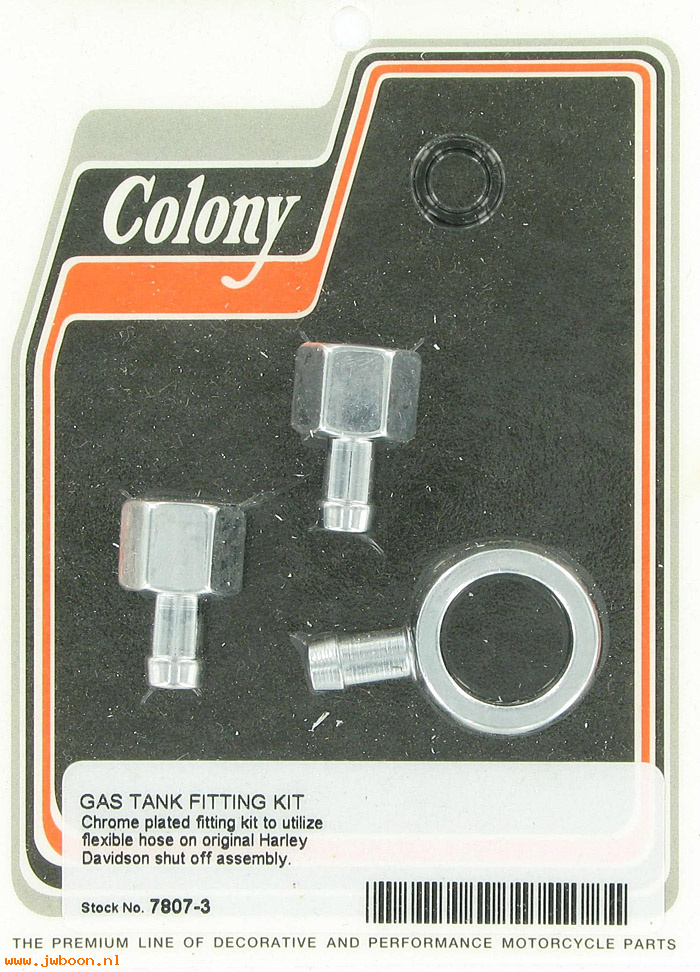 C 7807-3 (): Gas tank fitting kit; use w.flex hose - Big Twins 50-64, in stock