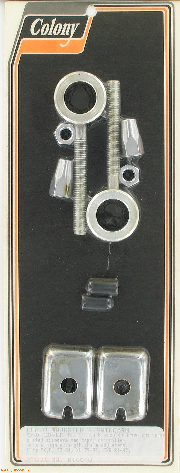 C 8100-8 (41570-77): Chain adjusters & swing arm cover kit - FL 73-e84. XL 79-95. FXR