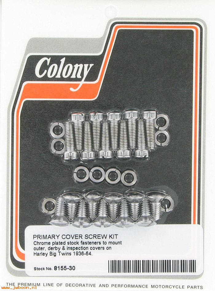 C 8155-30 (    1210 / 2268): Primary cover screw kit - Big Twins '36-'64, in stock, Colony