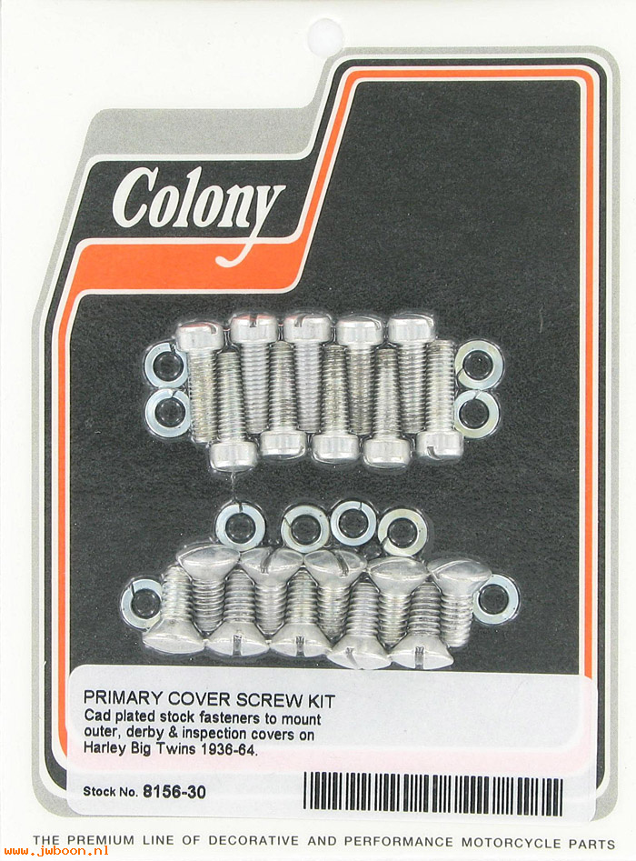 C 8156-30 (    1210 / 2268): Primary cover screw kit - Big Twins '36-'64, in stock, Colony