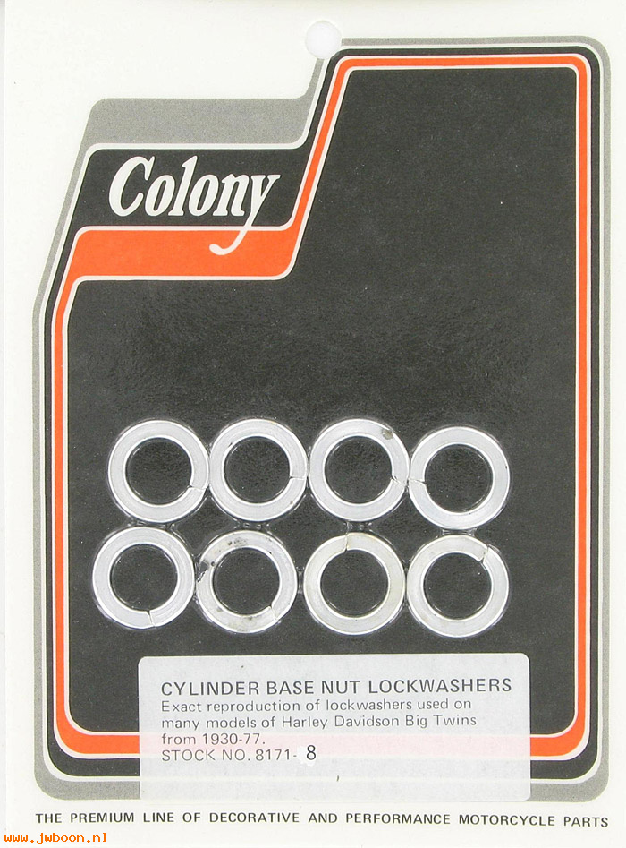 C 8171-8 (    7055 / 0265): Cylinder base lockwashers (8) - Big Twins 30-78, in stock, Colony