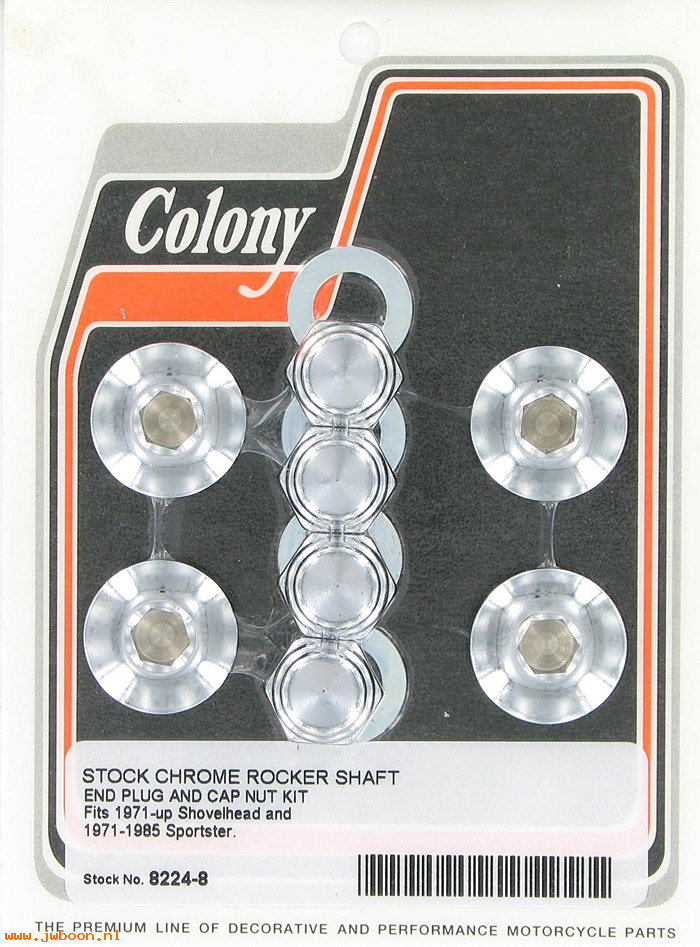 C 8224-8 (17448-71A): Rocker shaft end plugs & nuts, stock - XL L71-85.FL L71-84,in sto