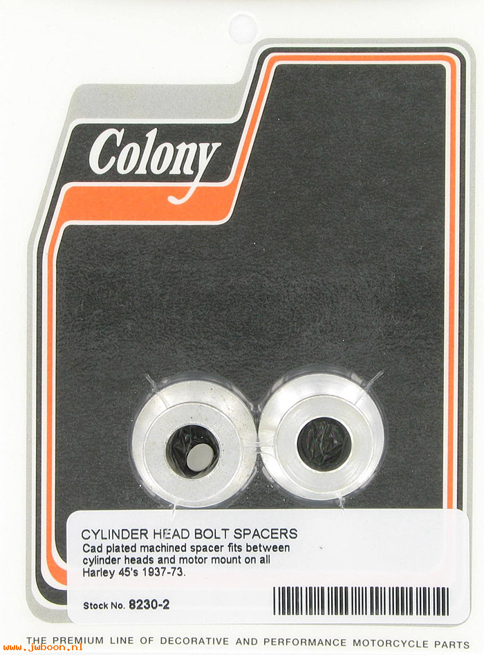 C 8230-2 (16860-40 / 2806-40A): Headbolt bracket spacers (2) - WLA, WLC, 750cc '40-'73, alu.heads