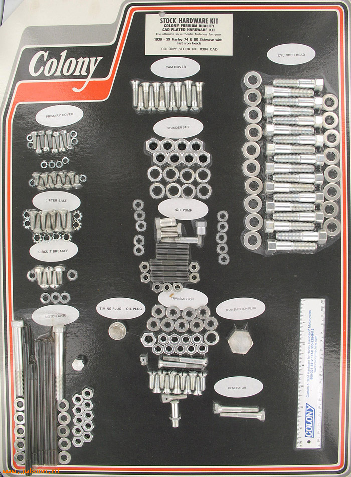 C 8304CAD (): Stock hardware kit - UL, ULH '37-'39,  with cast iron cylinder hd