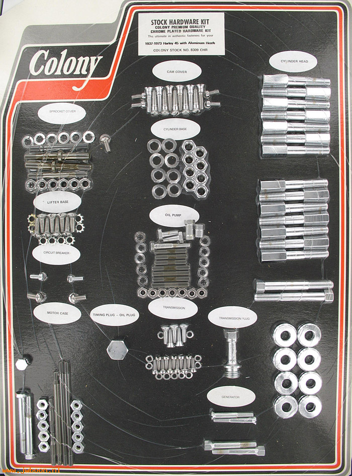 C 8309CHR (): Stock hardware kit - 45Flathead 750cc '40-'73, aluminum heads