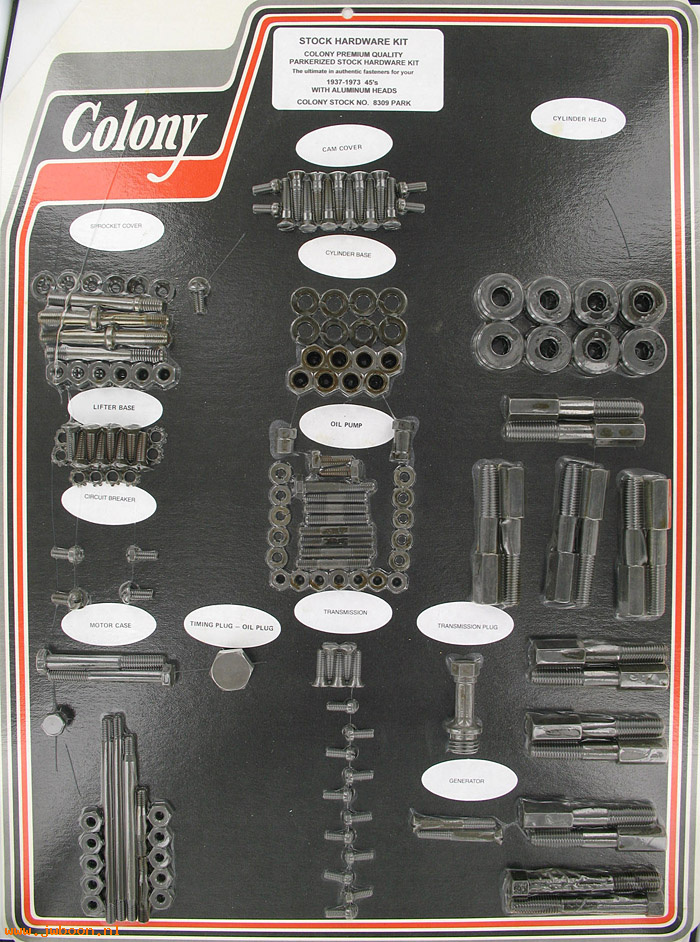 C 8309PARK (): Stock hardware kit - 45Flathead 750cc '40-'73, aluminum heads