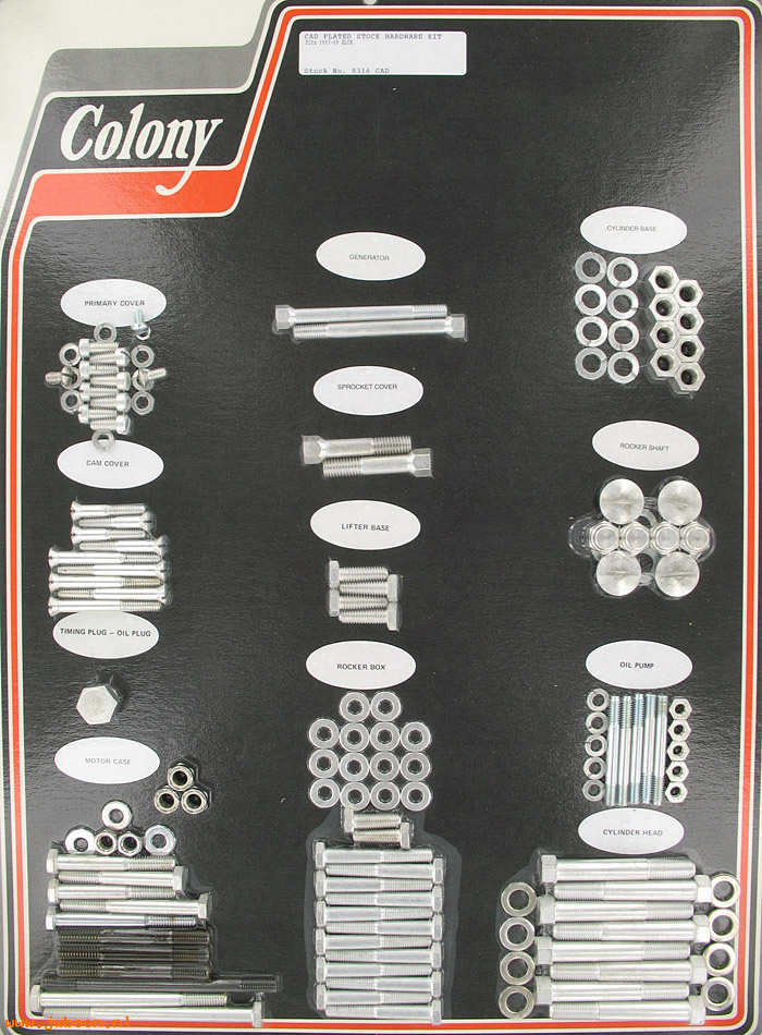 C 8316CAD (): Stock hardware kit - Ironhead Sporty XLCH '57-'69, in stock