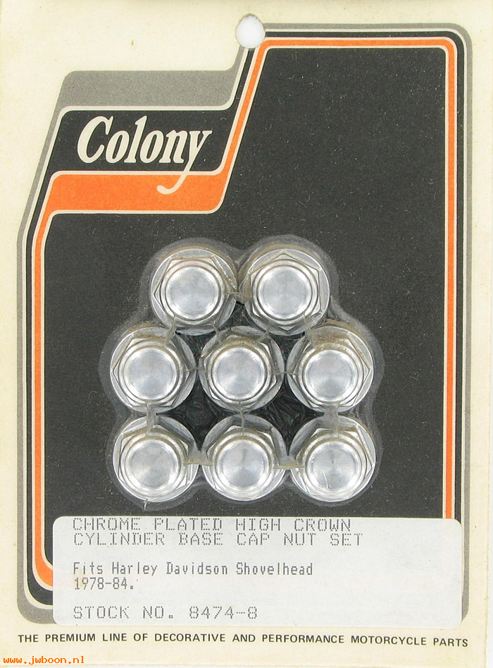 C 8474-8 (): Cylinder base nuts, high crown - Big Twins 78-84. Colony in stock