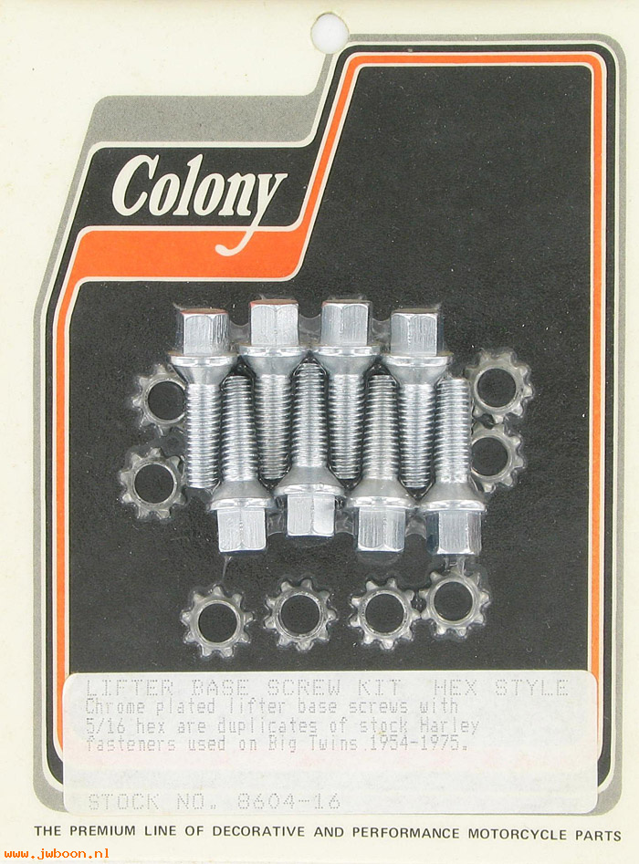 C 8604-16 (18660-53): Lifter base screws, stock hex - Big Twins '54-'75.Colony in stock