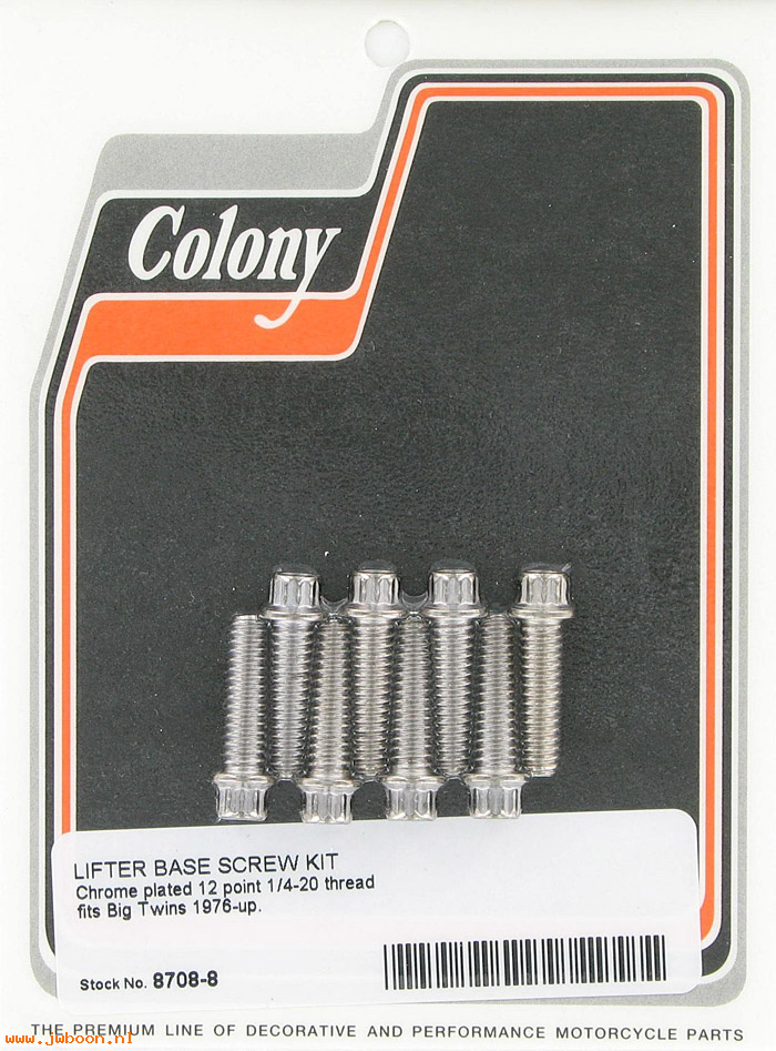 C 8708-8 (    3770): Lifter base screw kit, 1/4"-20  12-point - Colony FL, FX '76-up