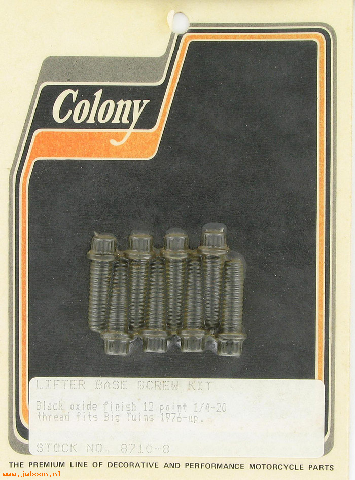 C 8710-8 (     906 / 3770): Lifter base screw kit, 1/4"-20  12-point - Colony FL, FX '76-up