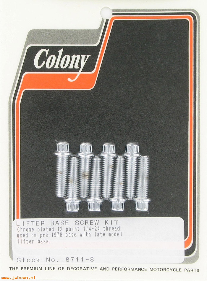 C 8711-8 (    3750): Lifter base screw kit, 1/4"-24, '76-up lifter base,12 point 48-75