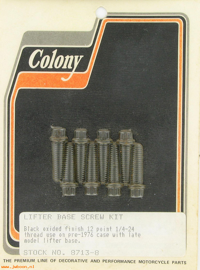 C 8713-8 (    3750): Lifter base screw kit, 1/4"-24, '76-up lifter base,12 point 48-75
