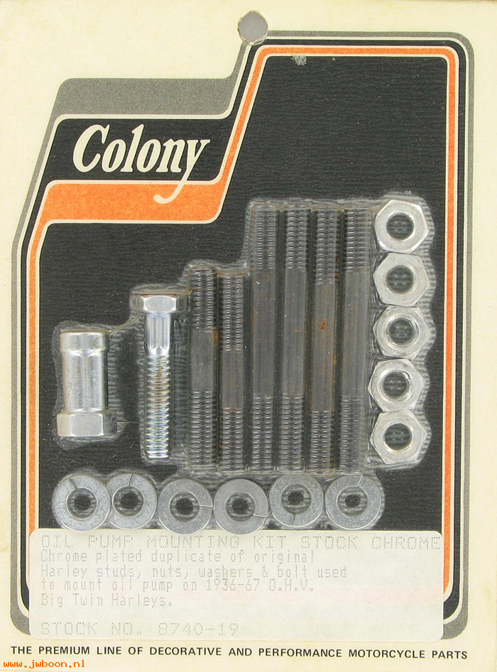 C 8740-19 (24819-36 / 24820-36): Oil pump mounting kit, stock - EL, FL '36-'67, in stock, Colony