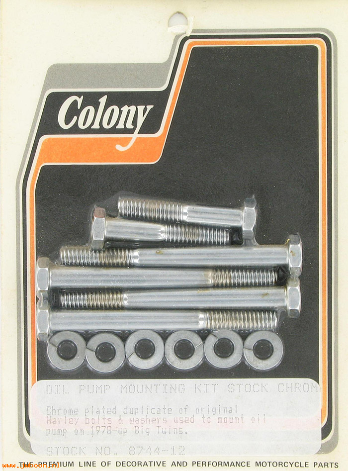 C 8744-12 (    2872W / 3429): Oil pump mounting kit, stock - FL '78-'91, in stock, Colony