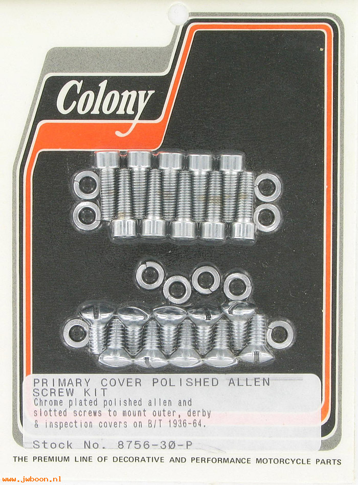 C 8756-30-P (): Primary cover screws, polished Allen - Big Twins 36-64, in stock