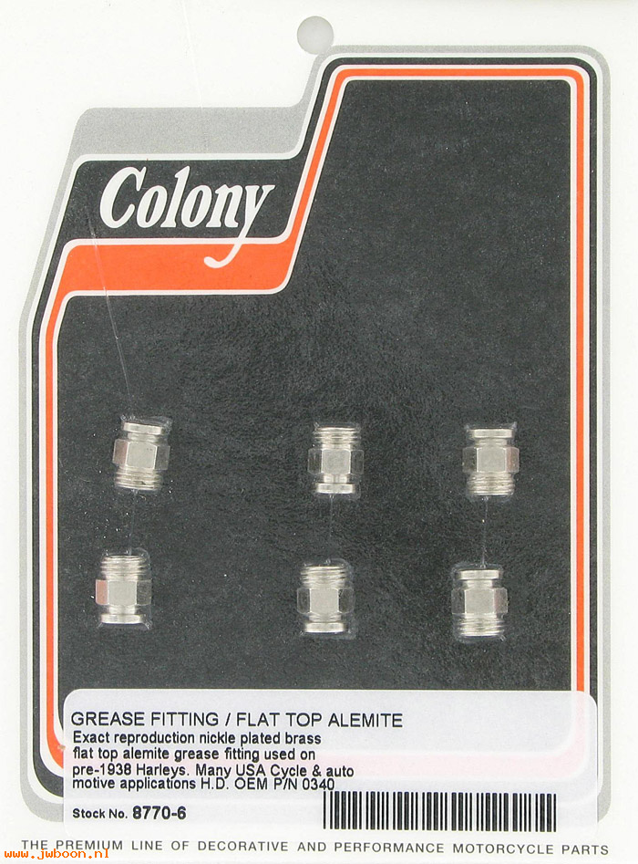 C 8770-6 (    9850 / 0340): Alemite grease fittings (6) - All pre '38-models, in stock,Colony