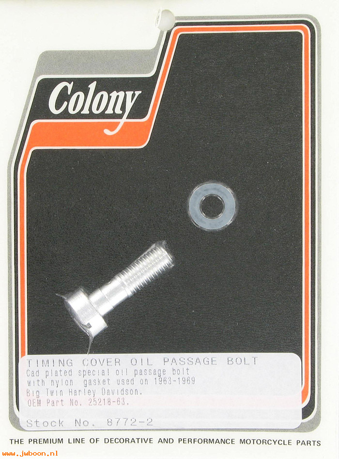 C 8772-2 (25218-63): Timing cover oil passage bolt - FL '63-'69, in stock, Colony