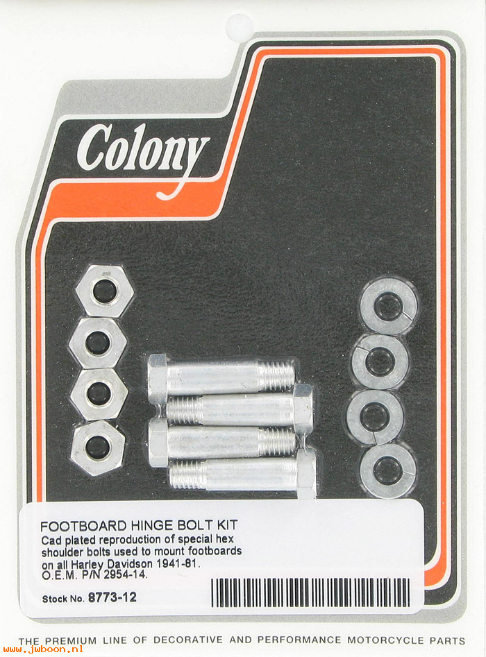 C 8773-12 (50635-14 / 2954-14): Footboard hinge bolt kit (4) - models with footboard '42-'81
