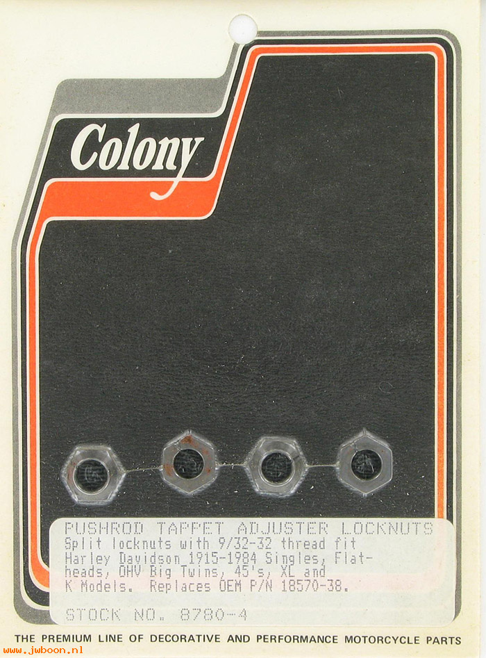 C 8780-4 (18570-38 / 223-38): Pushrod / tappet screw locknuts, 9/32"-32 - All models '38-'84