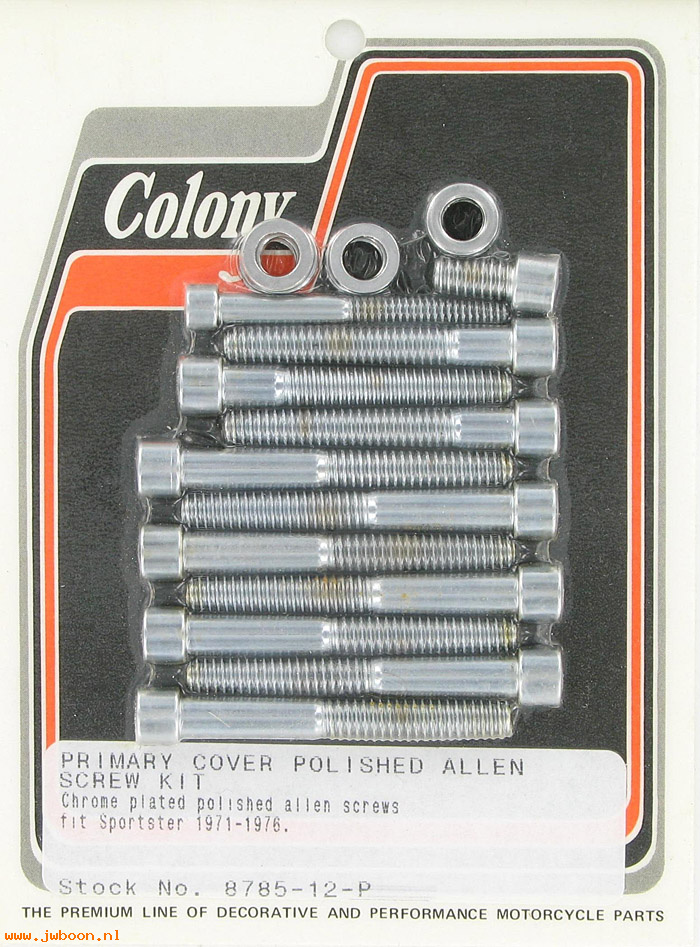 C 8785-12-P (): Primary cover screw kit, polished Allen - Ironhead XL's '71-'76