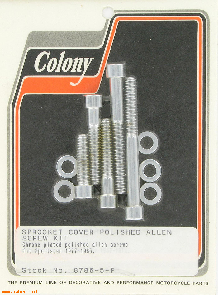 C 8786-5-P (): Sprocket cover screw kit, polished Allen - XL's '77-'85, in stock