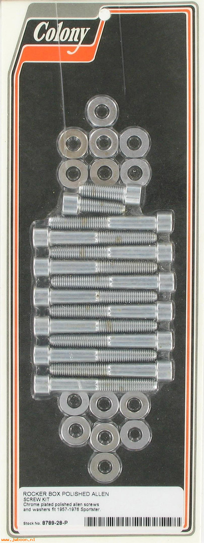 C 8789-28-P (): Rocker box screw kit, polished Allen - Ironhead XL's '57-'76