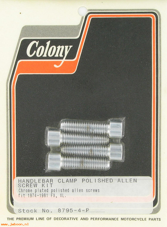 C 8795-4-P (): Handlebar clamp screws, polished Allen-FX, XL '74-'81.FL L'77-'84