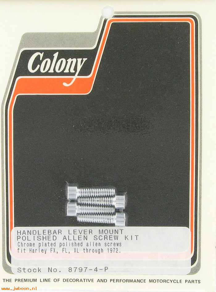 C 8797-4-P (): Handlebar lever mount screws,polished Allen -FX,FL,XL through '72