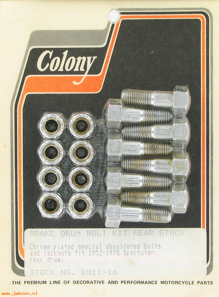 C 8811-16 (    3970B): Rear brake drum bolt kit, 5/16"-24 x 1" - K,KH,XL 52-78, in stock