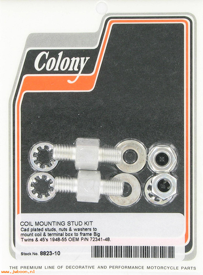 C 8823-10 (72341-48 / 4592-48): Coil mounting studs (2) - Big Twins 48-55. 750cc 48-70, in stock