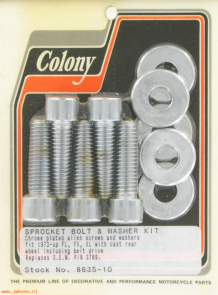 C 8835-10 (    3769 / 3771): Rear sprocket bolts, cast wheels, Allen - FL 73-92. XL 79-90
