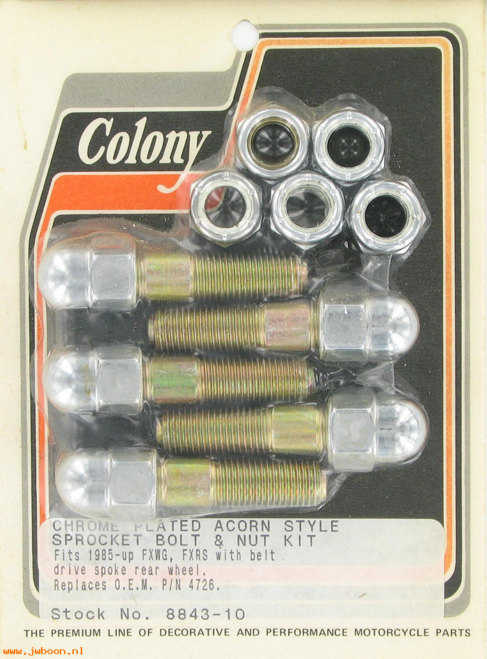 C 8843-10 (    4726): Rear sprocket bolts, acorn-Big Twins,belt drive/spoked rear wheel