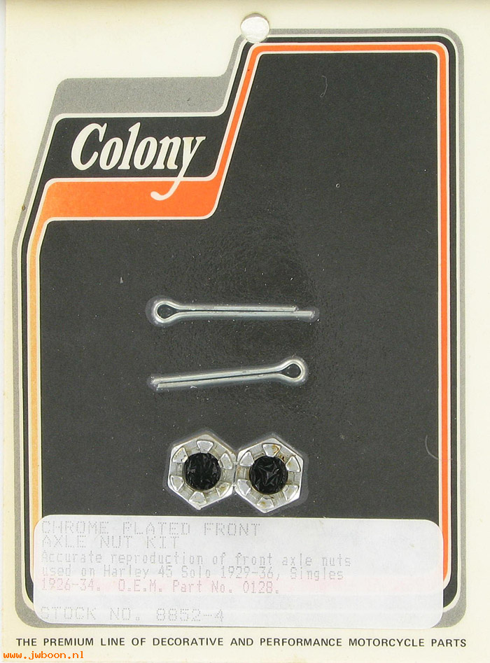 C 8852-4 (    7809 / 0128): Front axle nuts (2) - Singles '26-'34. 750cc '29-'36, in stock