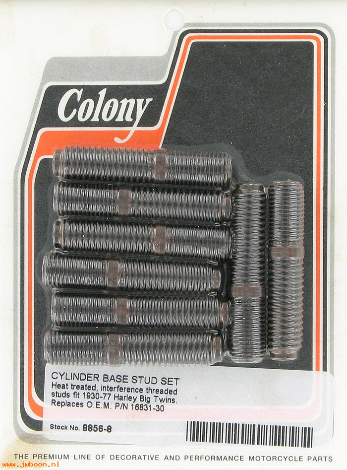 C 8856-8 (16831-30 / 29-30): Cylinder base stud set - Big Twins '30-'77, in stock, Colony
