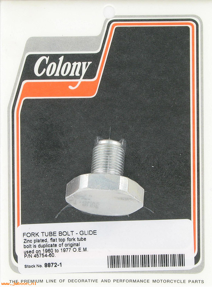 C 8872-1 (45754-60): Fork tube bolt - Big Twins FL '60-'77, in stock, Colony