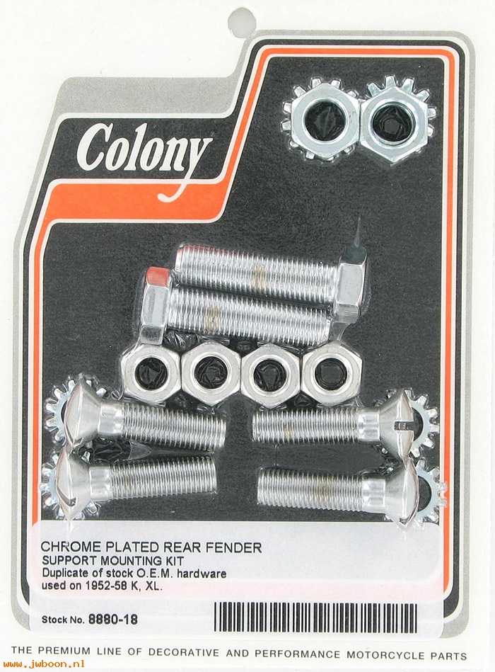 C 8880-18 (    2414W): Rear fender support mounting kit, stock - K, KH, XL '52-'58
