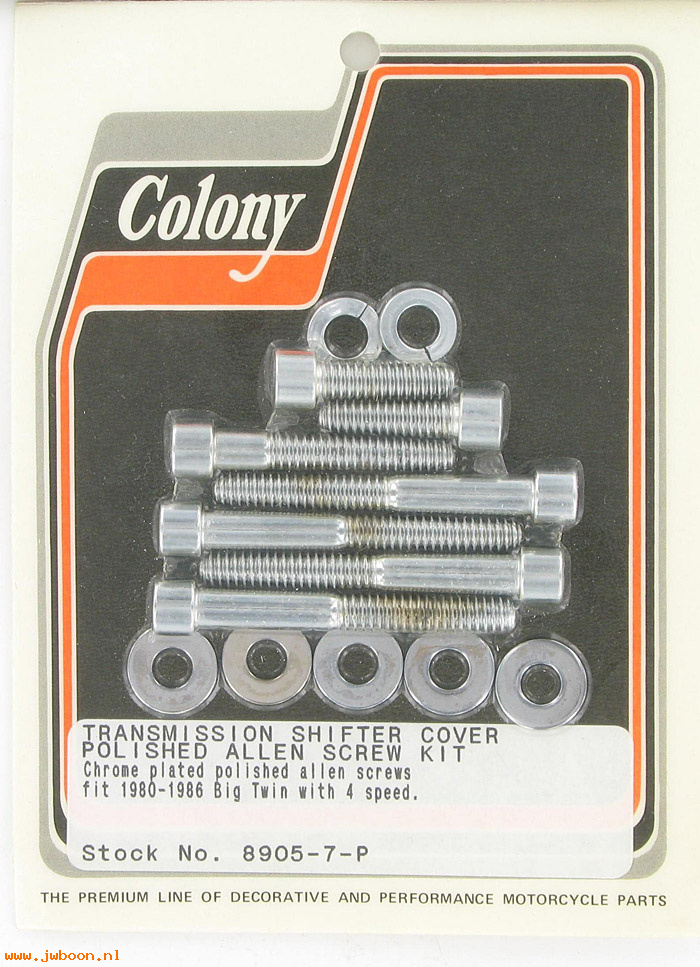 C 8905-7-P (): Shifter cover screw kit, polished Allen - BT FL 80-86, 4-speed