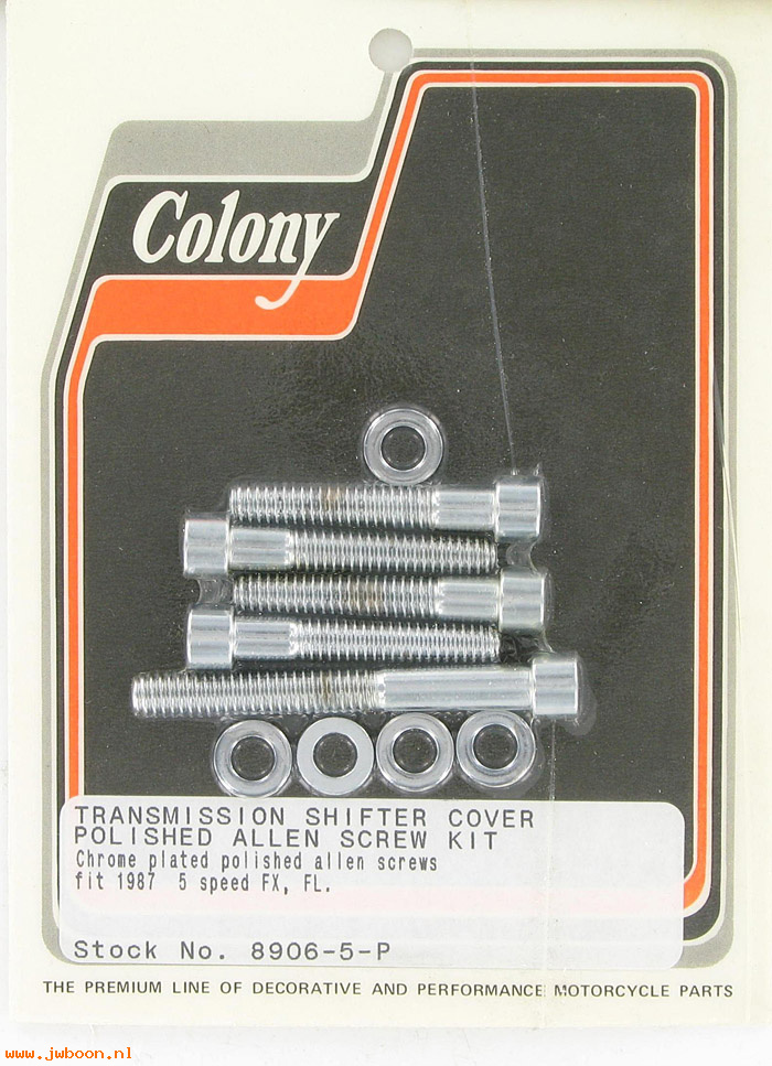 C 8906-5-P (): Shifter cover screw kit, polished Allen - FX, FL '80-'87, 5-speed