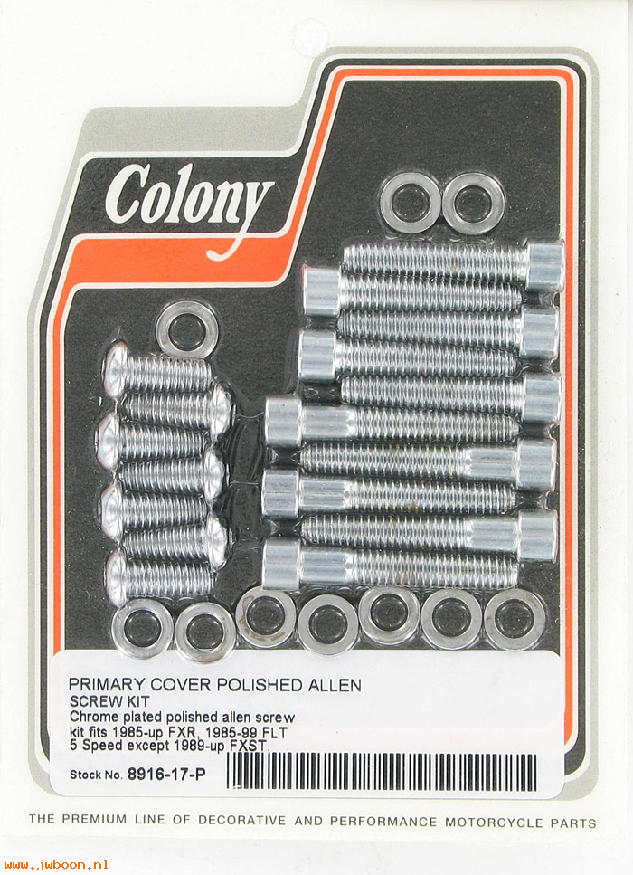 C 8916-17-P (): Primary cover screw kit, polished Allen - FLT 85-99. FXR 85-
