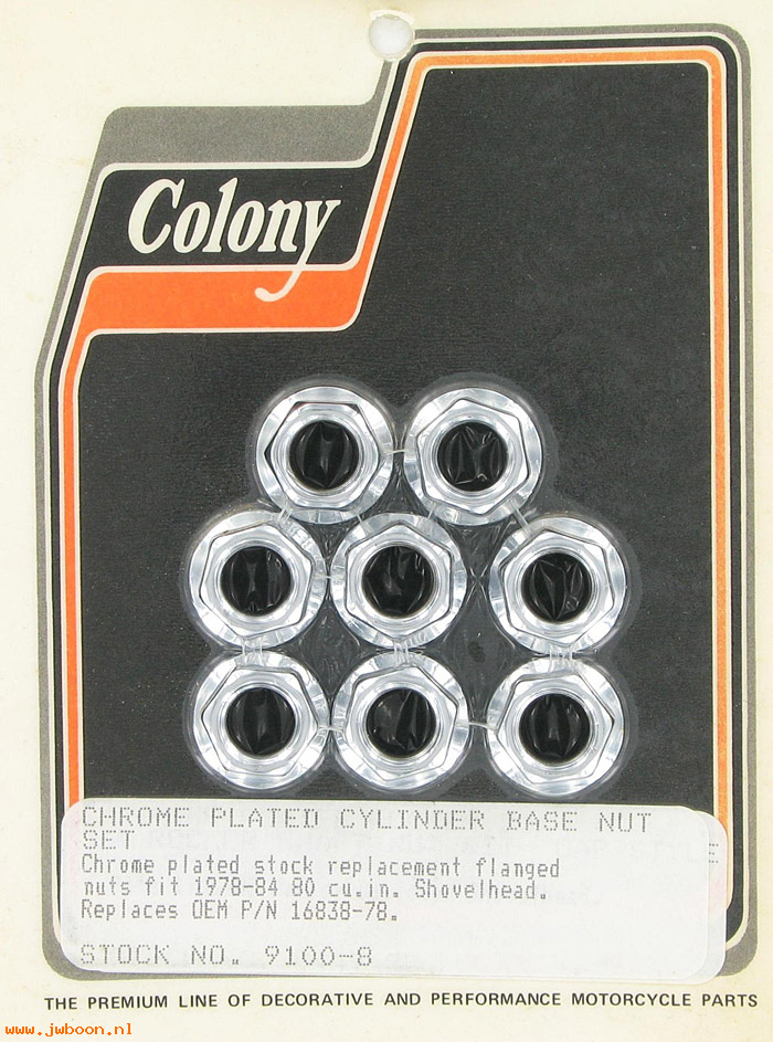 C 9100-8 (16838-78): Cylinder base nuts (8) - Big Twins FL, FX 78-84, in stock, Colony