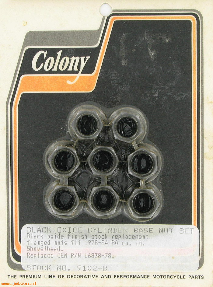 C 9102-8 (16838-78): Cylinder base nuts (8) - Big Twins FL, FX 78-84, in stock, Colony