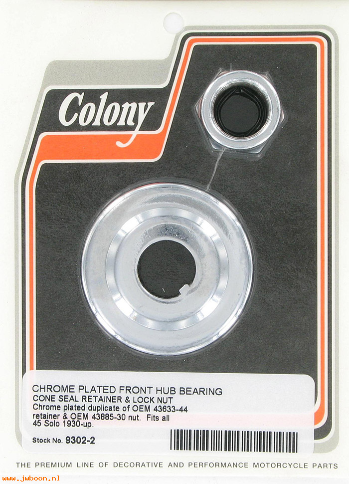C 9302-2 (43633-44 / 43885-44): Front hub oil seal retainer and nut - WL,WLA '44-'52, fits 30-52