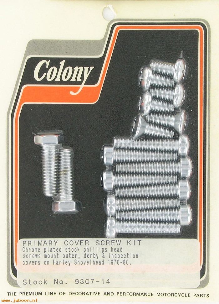 C 9307-17 (): Primary cover screw kit, stock phillips head - FL 70-80, in stock