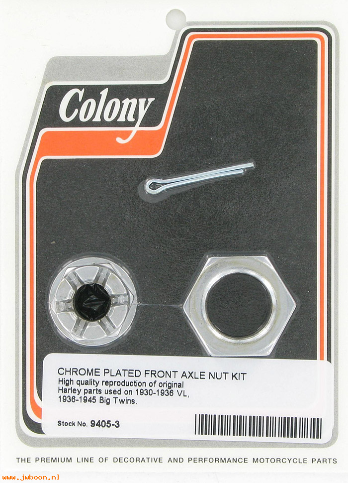C 9405-3 (43886-30): Front axle nut kit - Knucklehead Big Twins 30-41, in stock,Colony