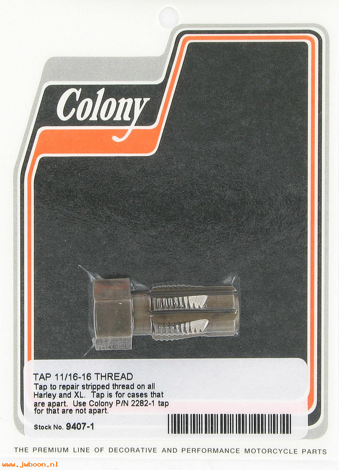 C 9407-1 (     704 / 2326-38): Tap 11/16"-16, for oversize timing hole plug, in stock, Colony