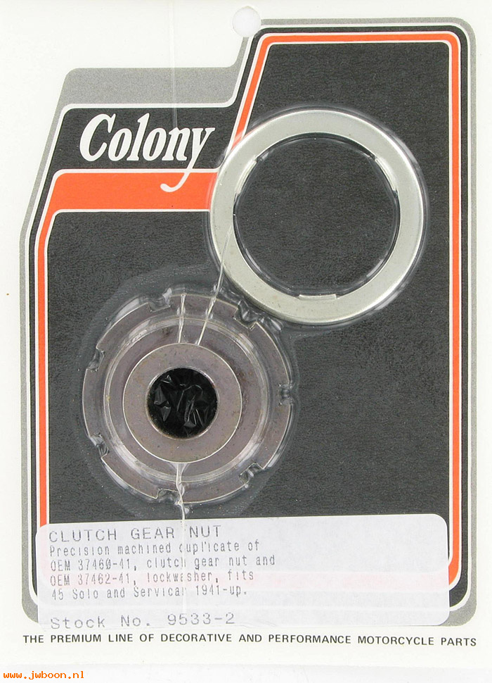 C 9533-2 (37460-41 / 37462-41): Clutch hub nut and lockwasher - 750cc '41-'73, in stock Colony